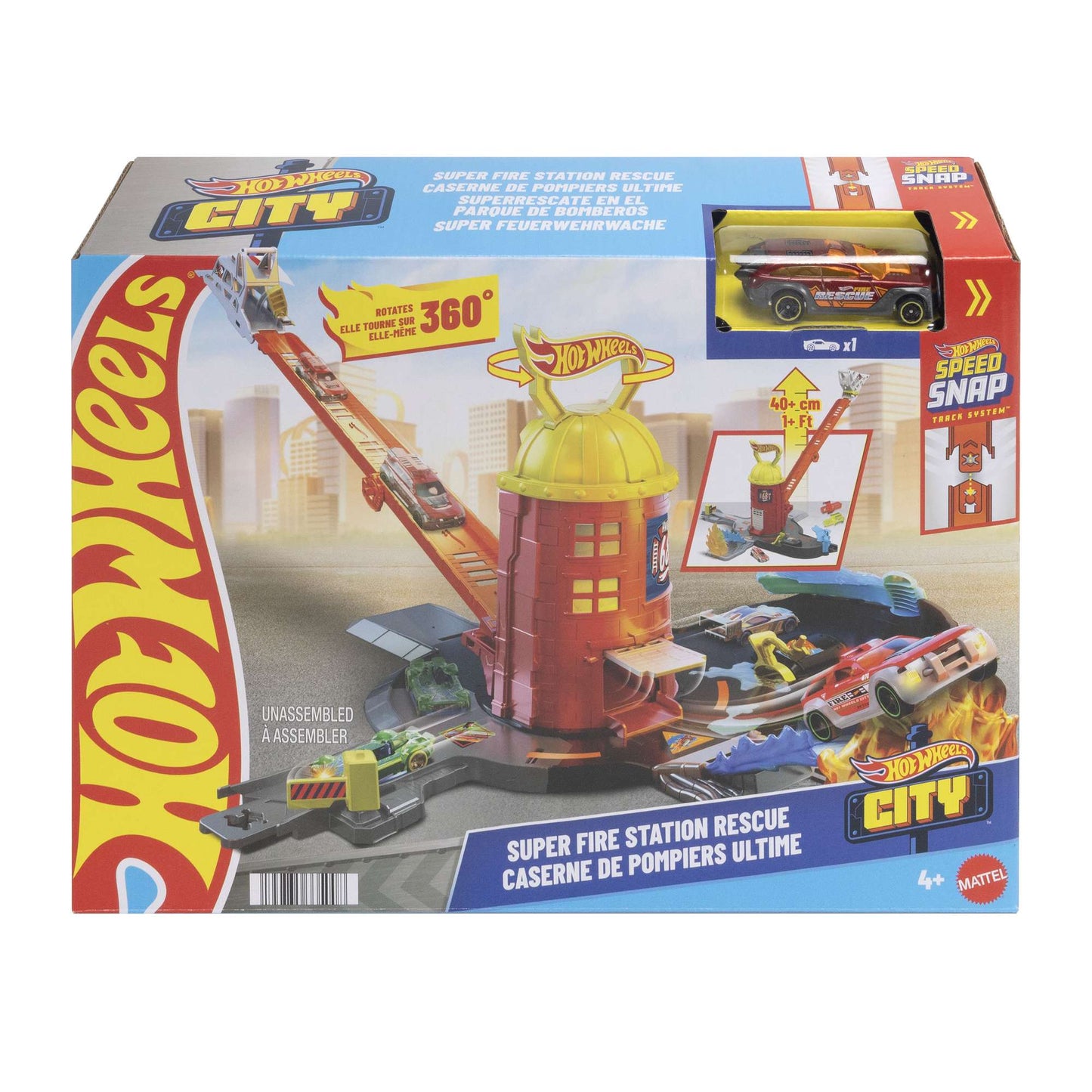 Fire Station Playset with Extendable Ladder and Track System