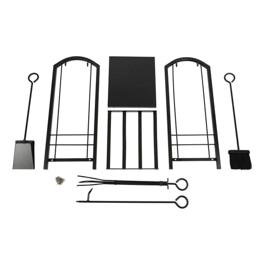 Fireplace Log Rack With Tools, Metal, 2 Shelves