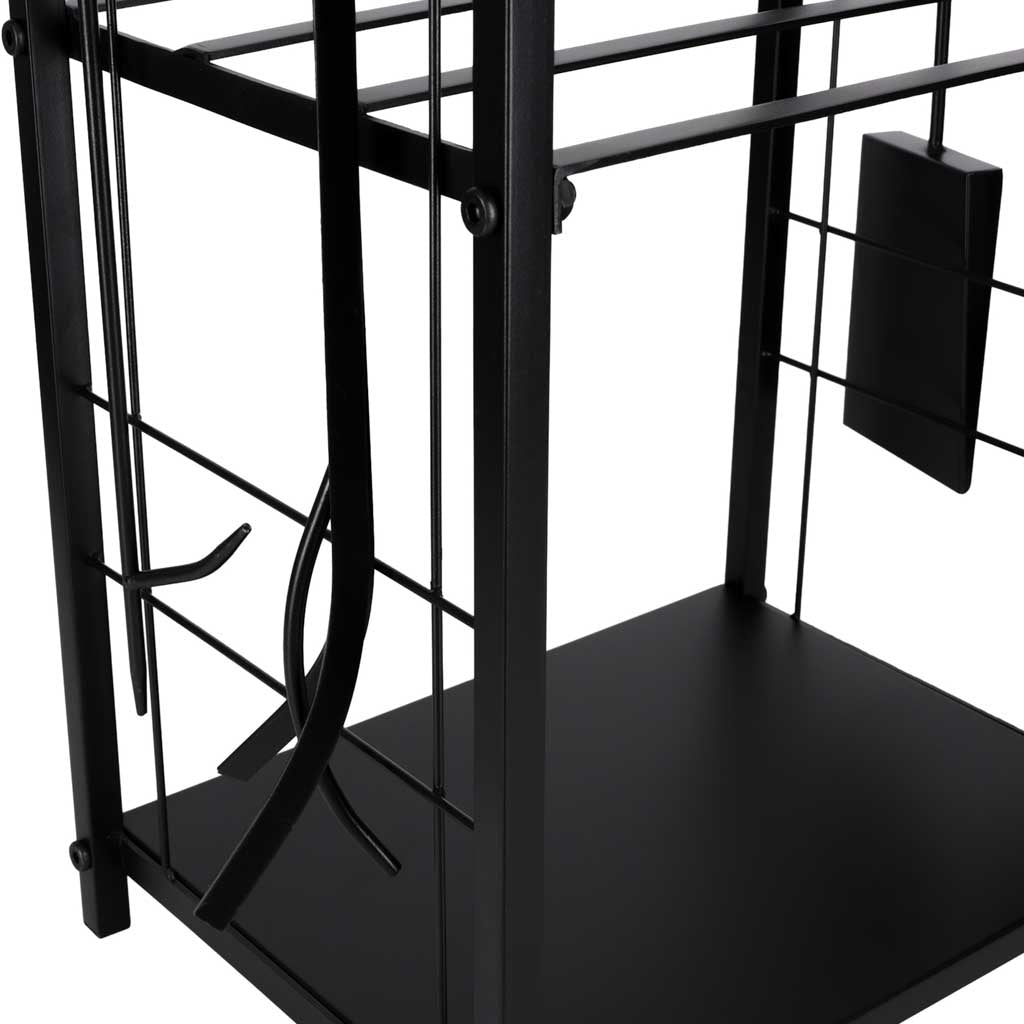 Fireplace Log Rack With Tools, Metal, 2 Shelves