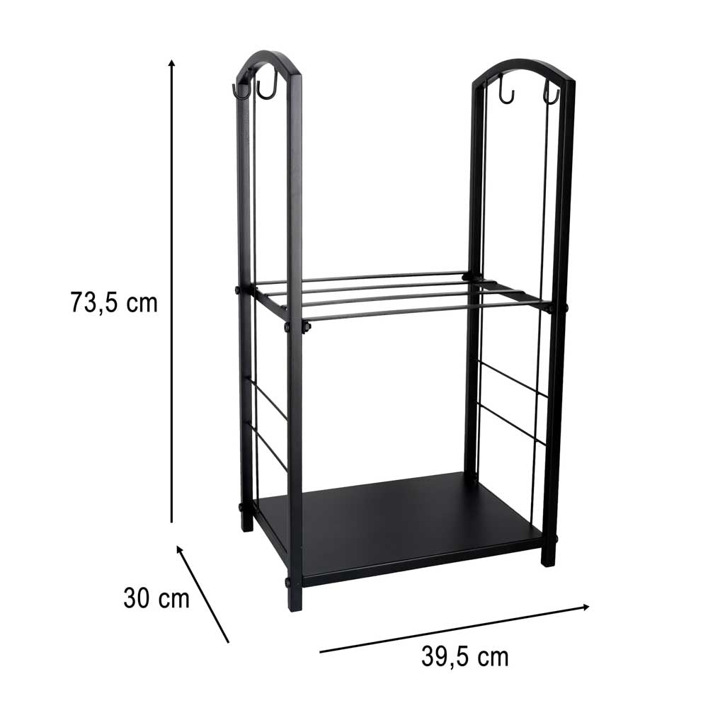 Fireplace Log Rack With Tools, Metal, 2 Shelves