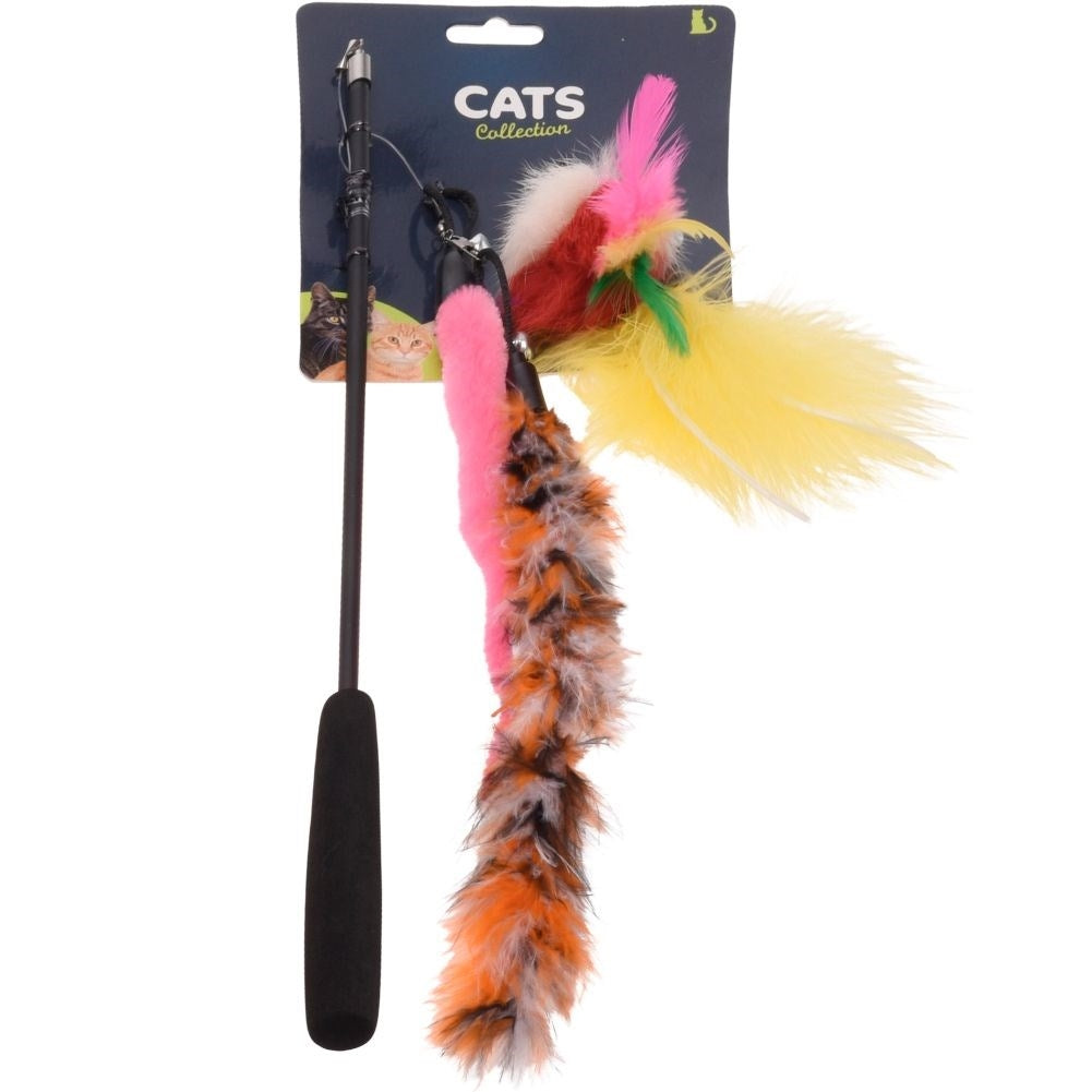 Fishing rod with feathers and mice for the cat's play