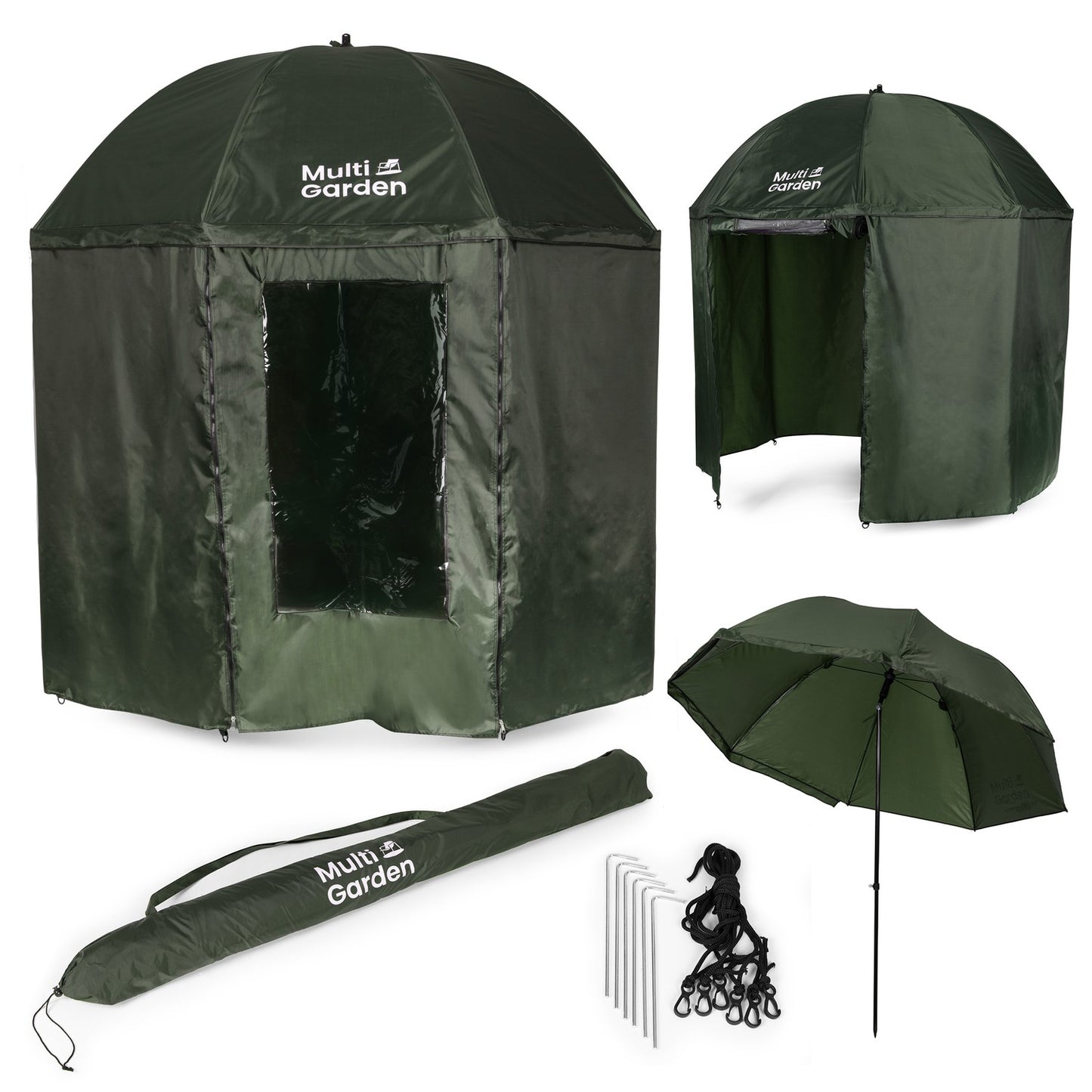Fishing umbrella with full cover, waterproof tent, height adjustment, MultiGarden