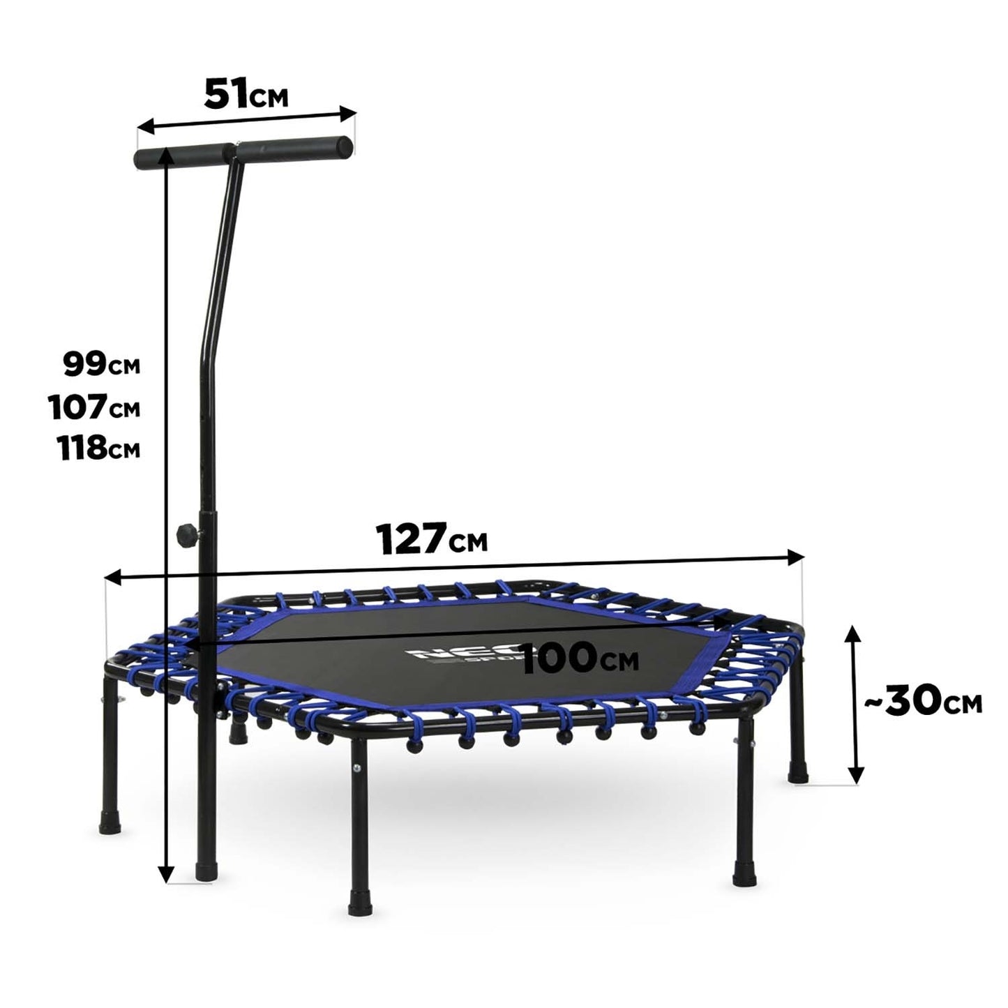 Fitness Trampoline with Handle 127 cm Neo-Sport - Hexagonal Blue
