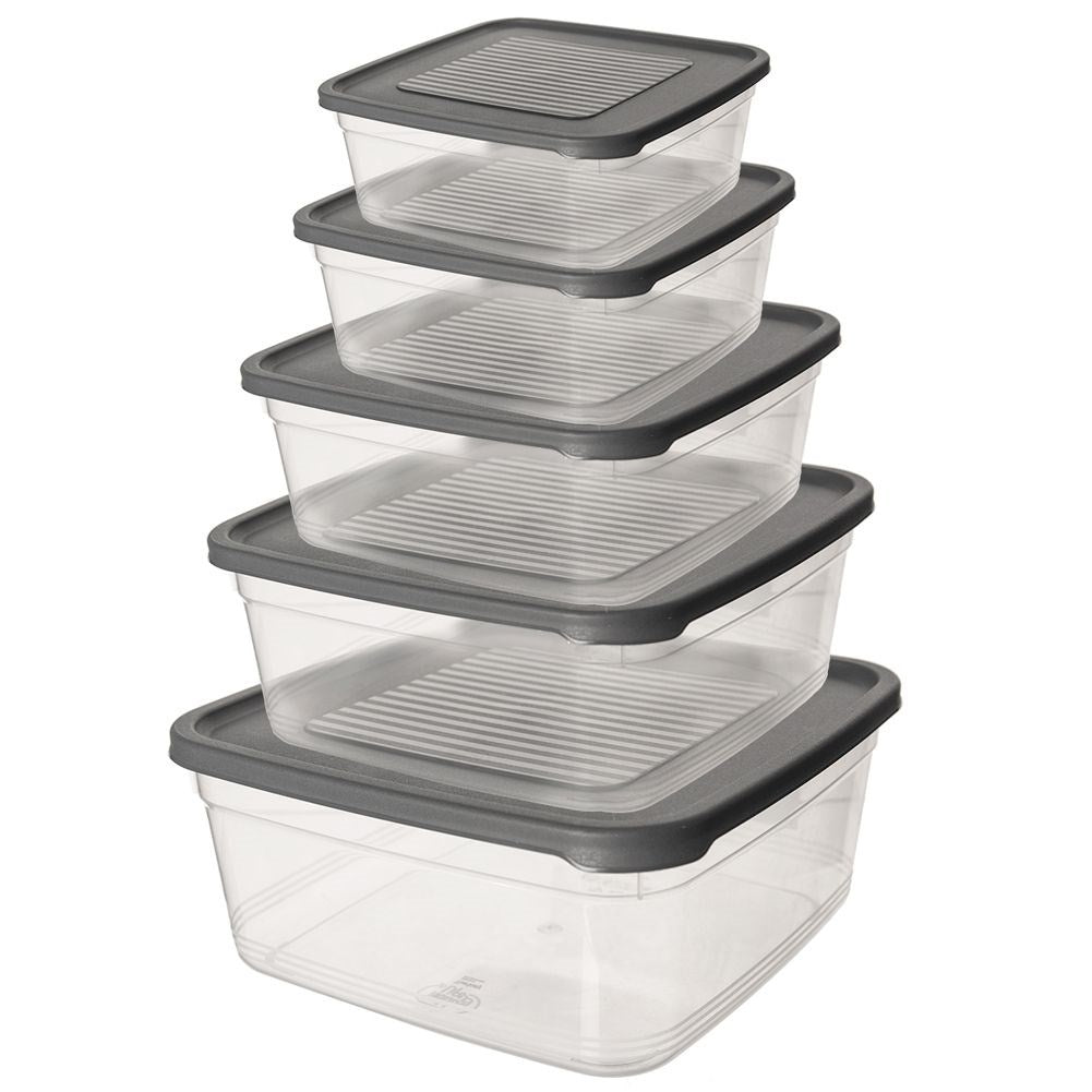 Five durable food boxes in different sizes for all food storage