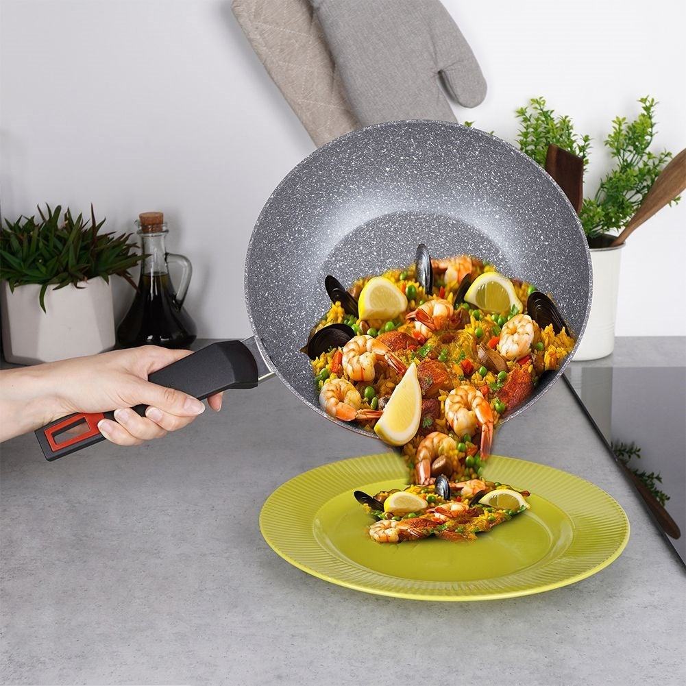 Five-layer wok with non-stick granite coating