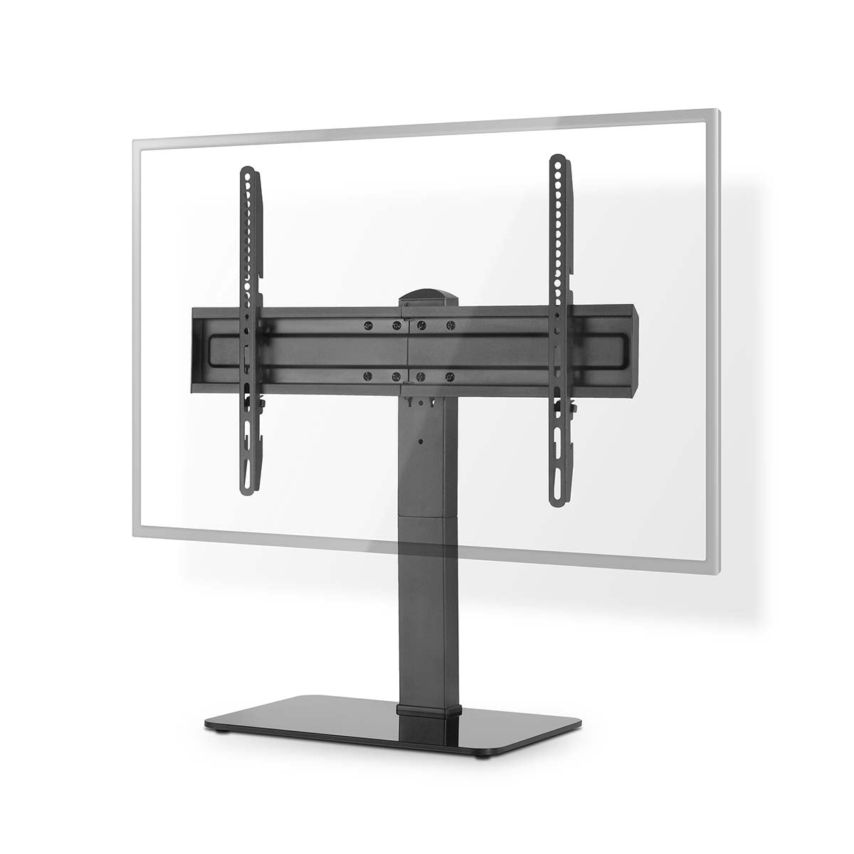 Fixed TV Stand | 37 - 70 " | Maximum screen weight supported: 40 kg | Adjustable preset heights | Tempered glass / Steel | Black