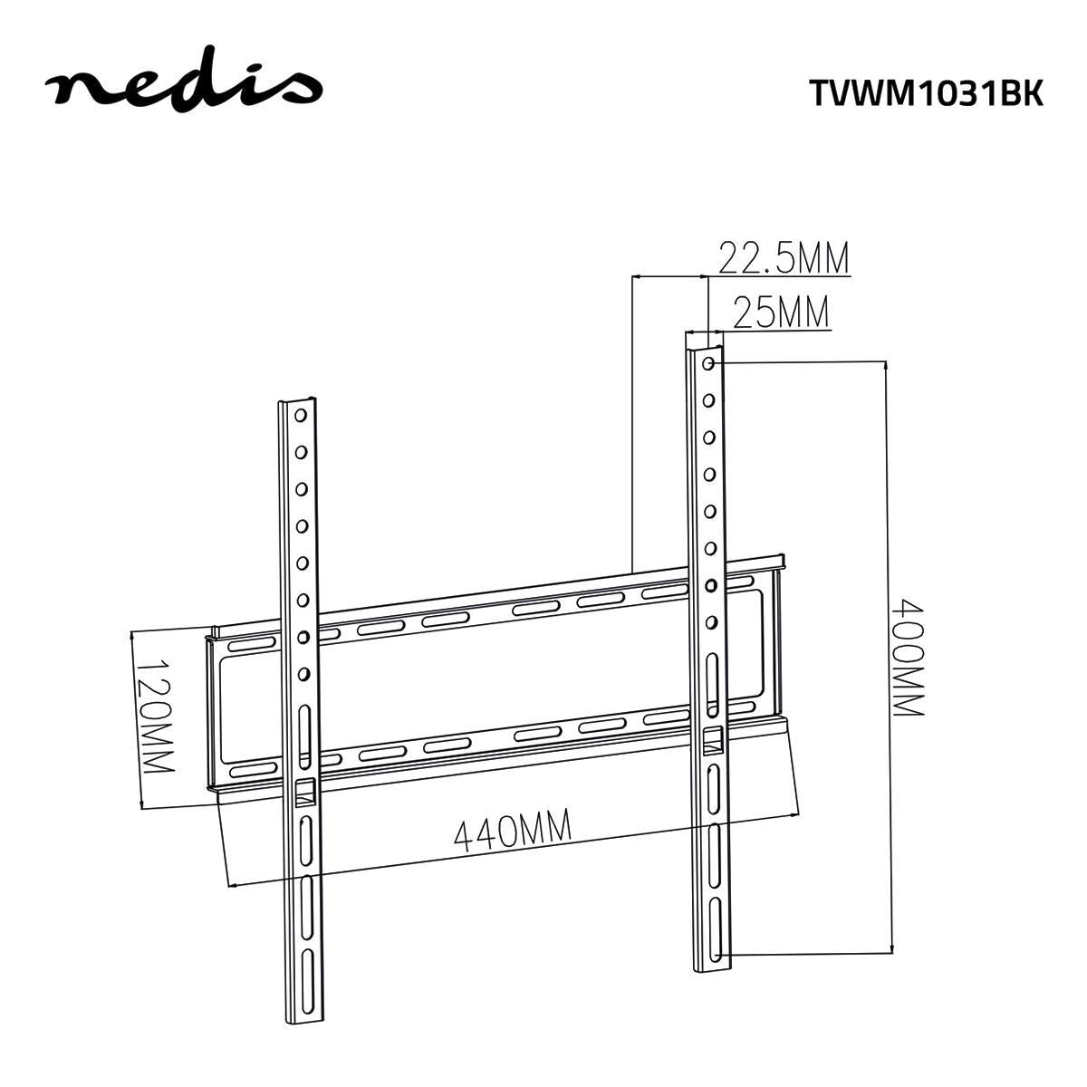 Fixed TV wall mount | 23-55 " | Maximum screen weight supported: 35 kg | Minimum wall distance: 23 mm | Steel | Black