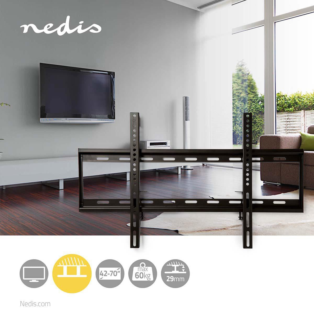 Fixed TV wall mount | 42-70 " | Maximum screen weight supported: 60 kg | Minimum wall distance: 29 mm | Steel | Black