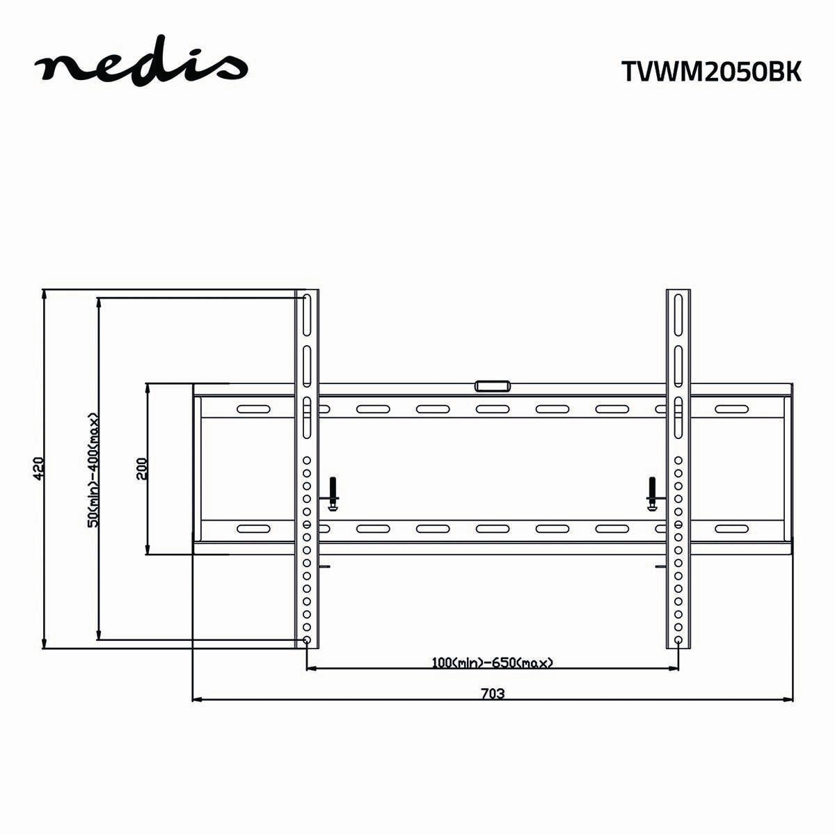Fixed TV wall mount | 42-70 " | Maximum screen weight supported: 60 kg | Minimum wall distance: 29 mm | Steel | Black