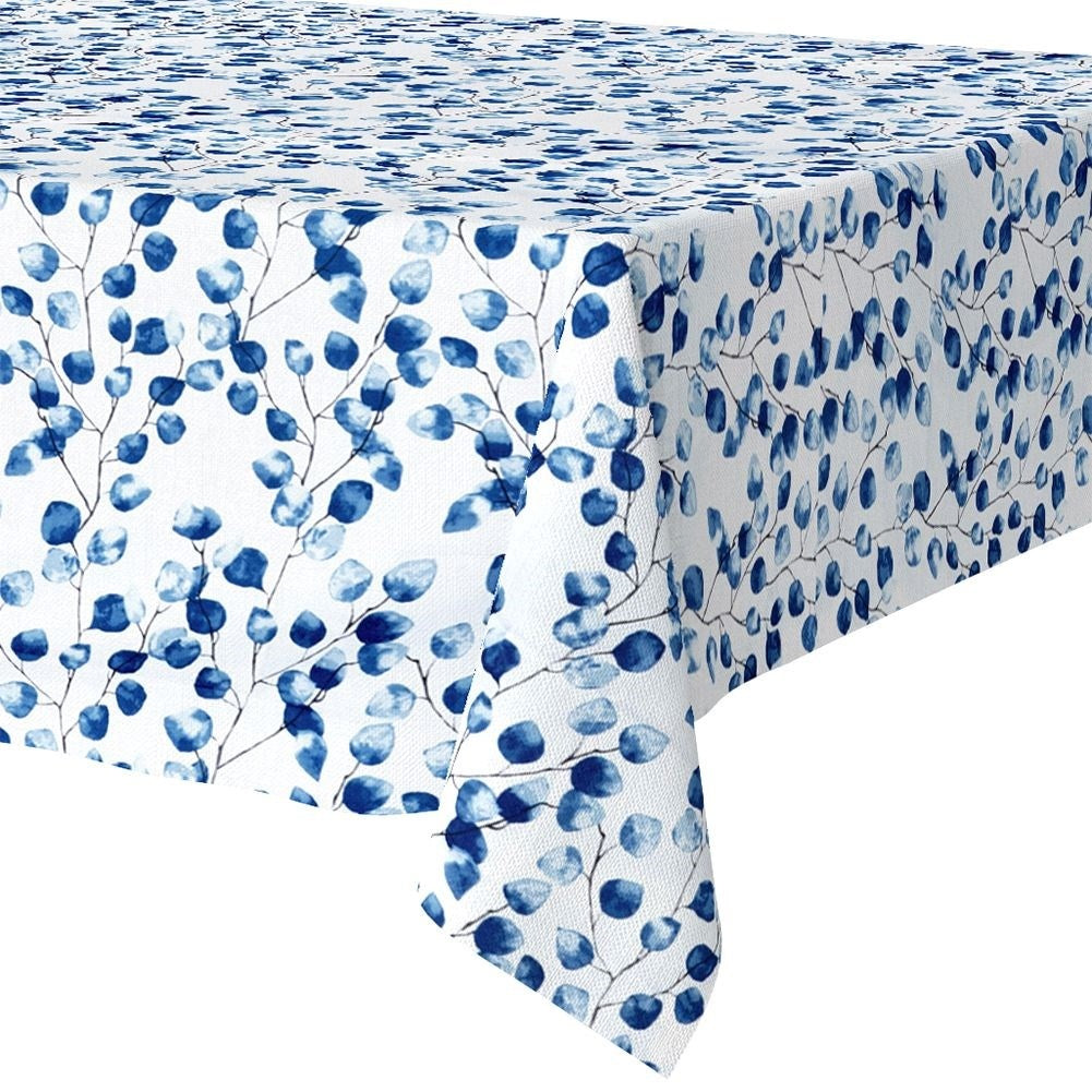 Flameproof white-blue canvas for home and garden