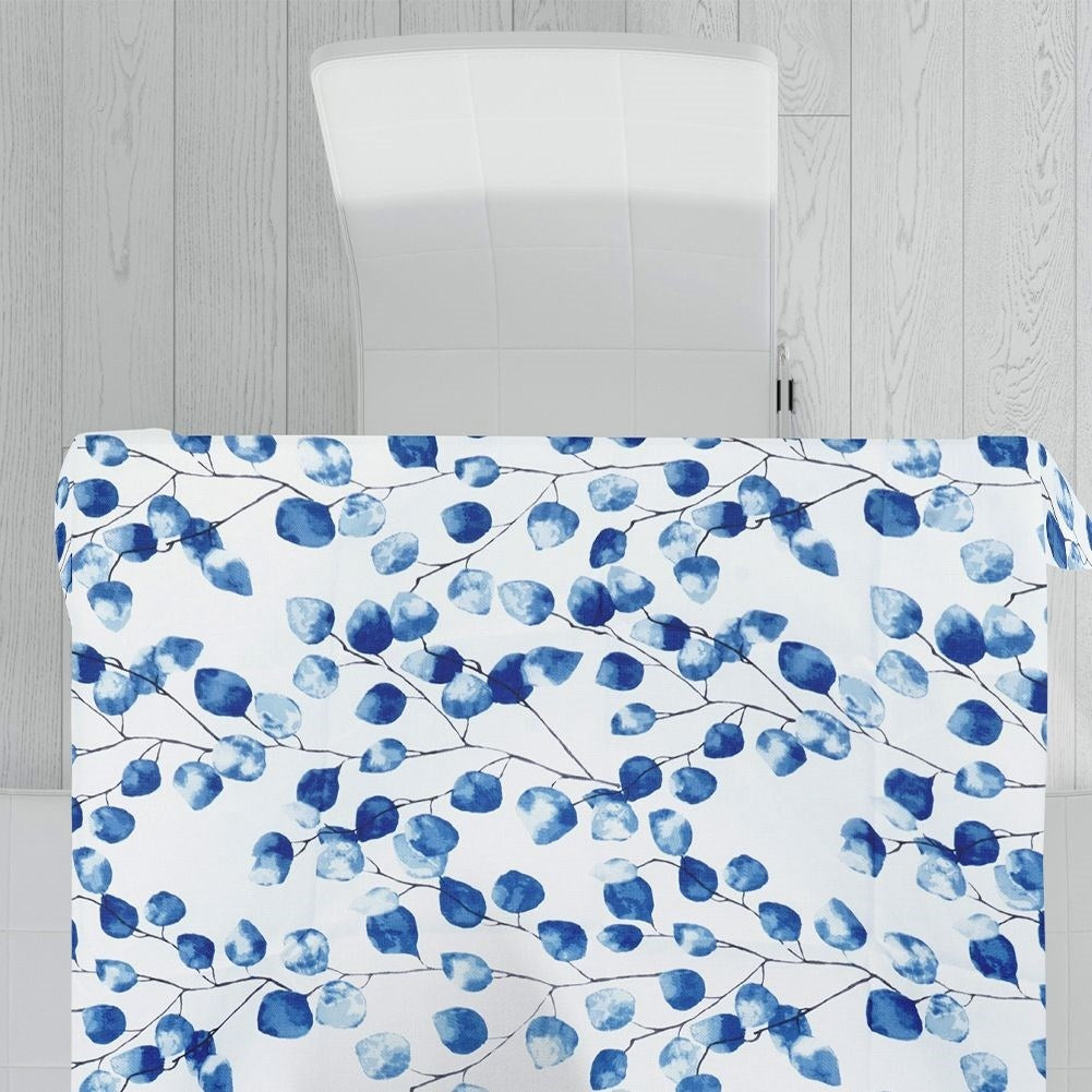 Flameproof white-blue canvas for home and garden