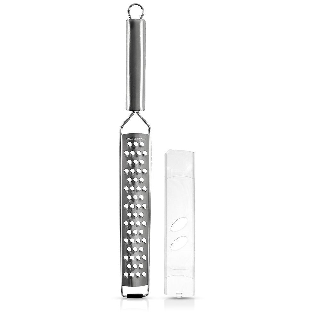 Flat 38 cm grater in stainless steel for root vegetables and cheese