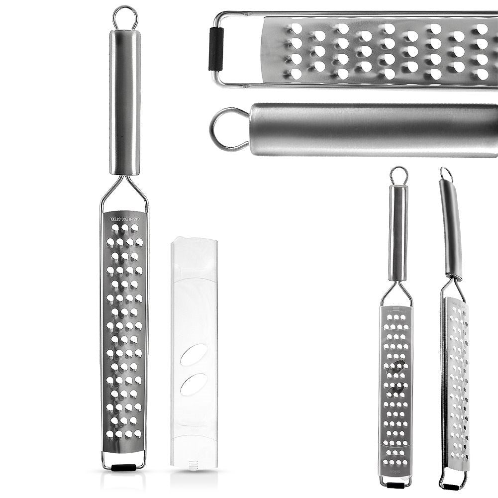 Flat 38 cm grater in stainless steel for root vegetables and cheese