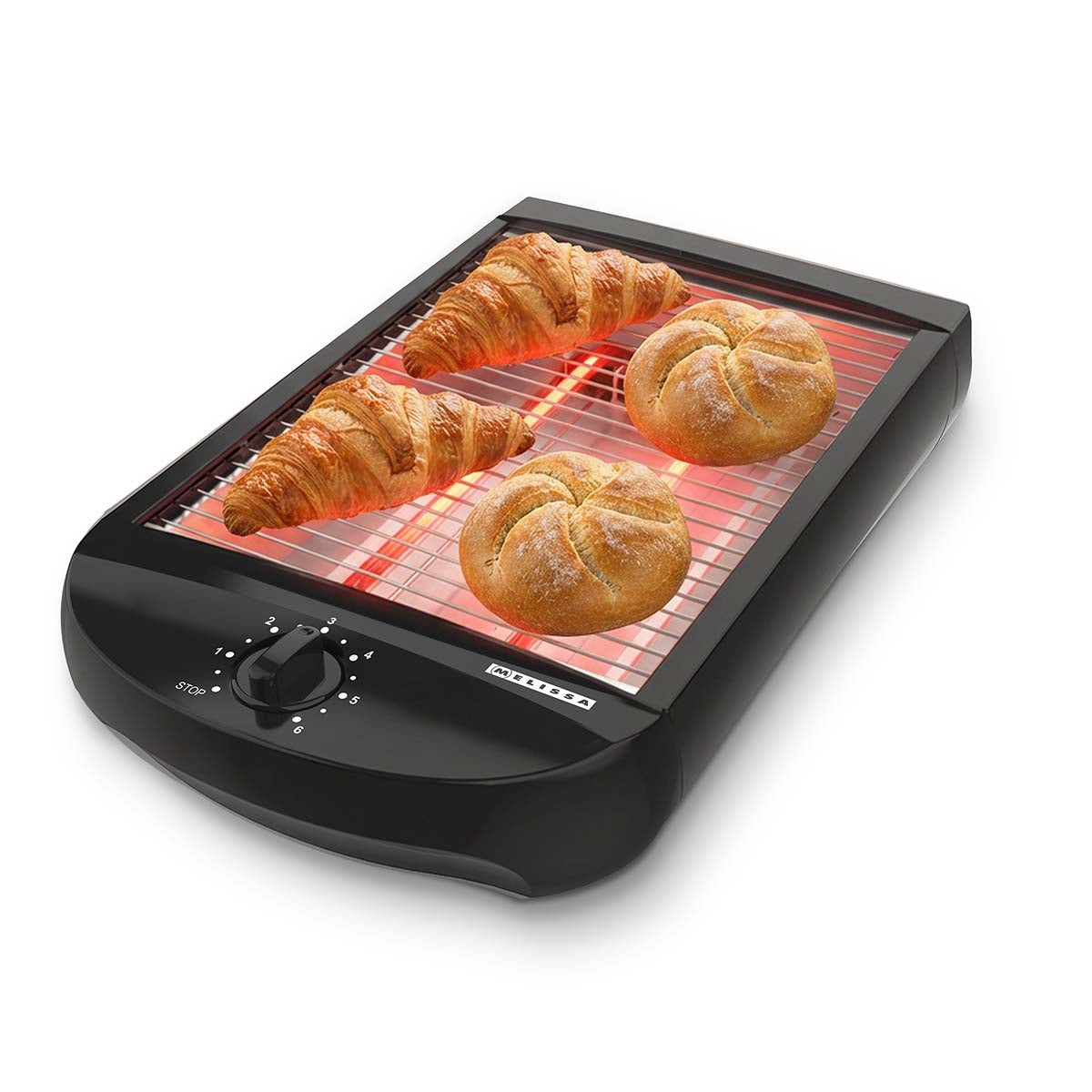 Flat Toaster, 600W, Timer, Removable Crumb Tray, Black