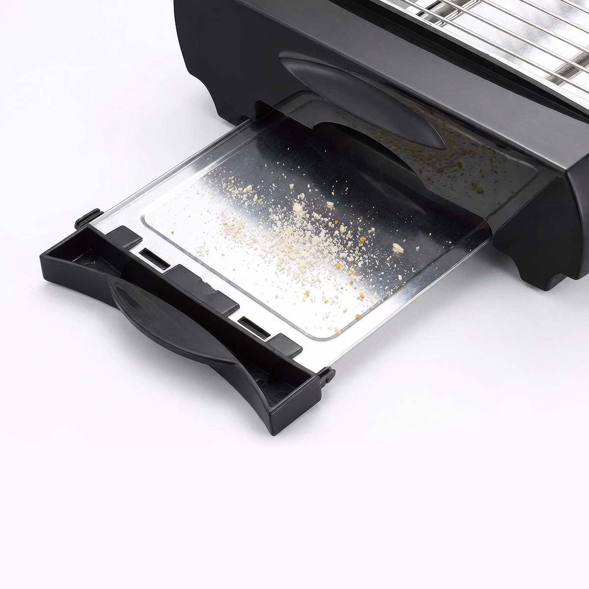Flat Toaster, 600W, Timer, Removable Crumb Tray, Black