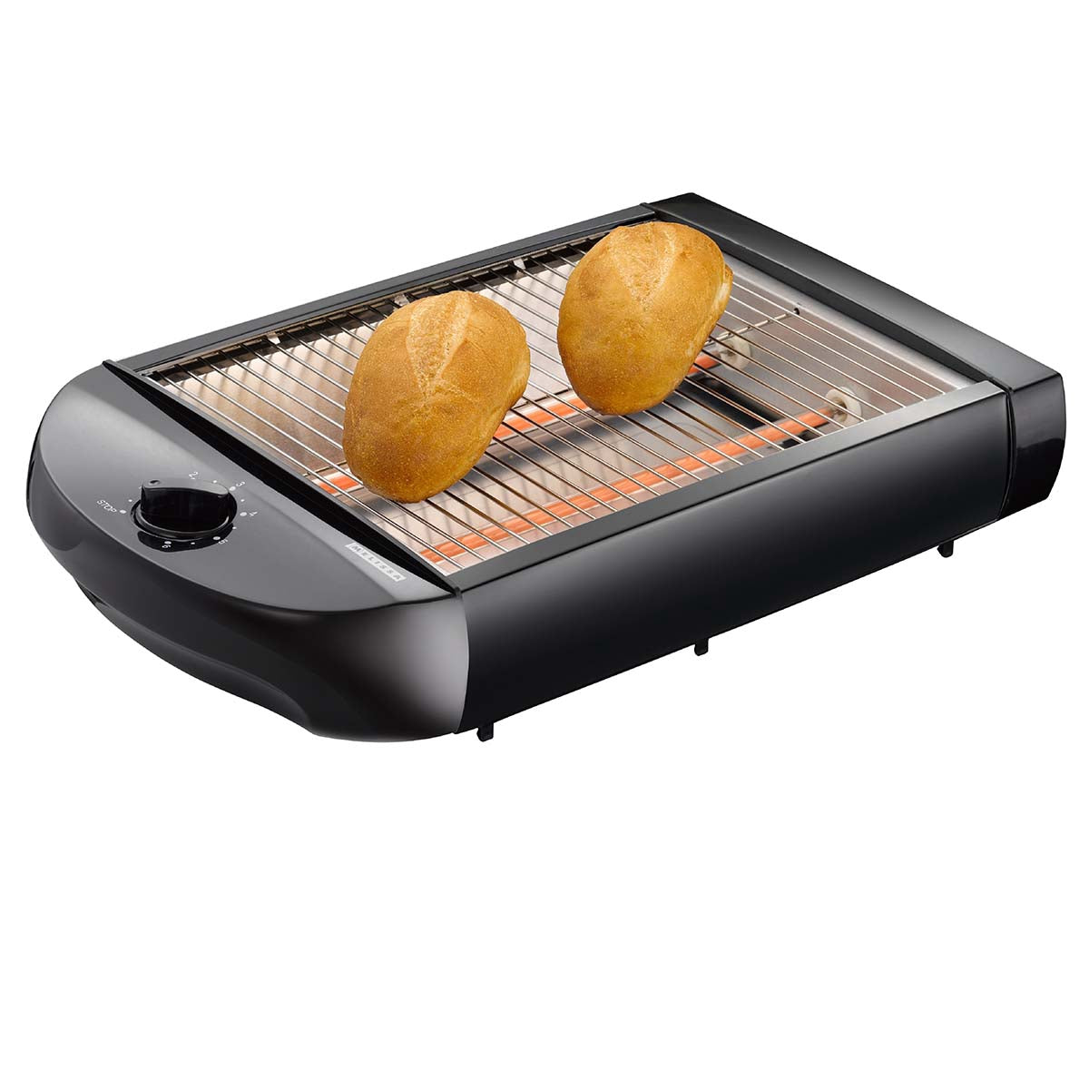 Flat Toaster, 600W, Timer, Removable Crumb Tray, Black