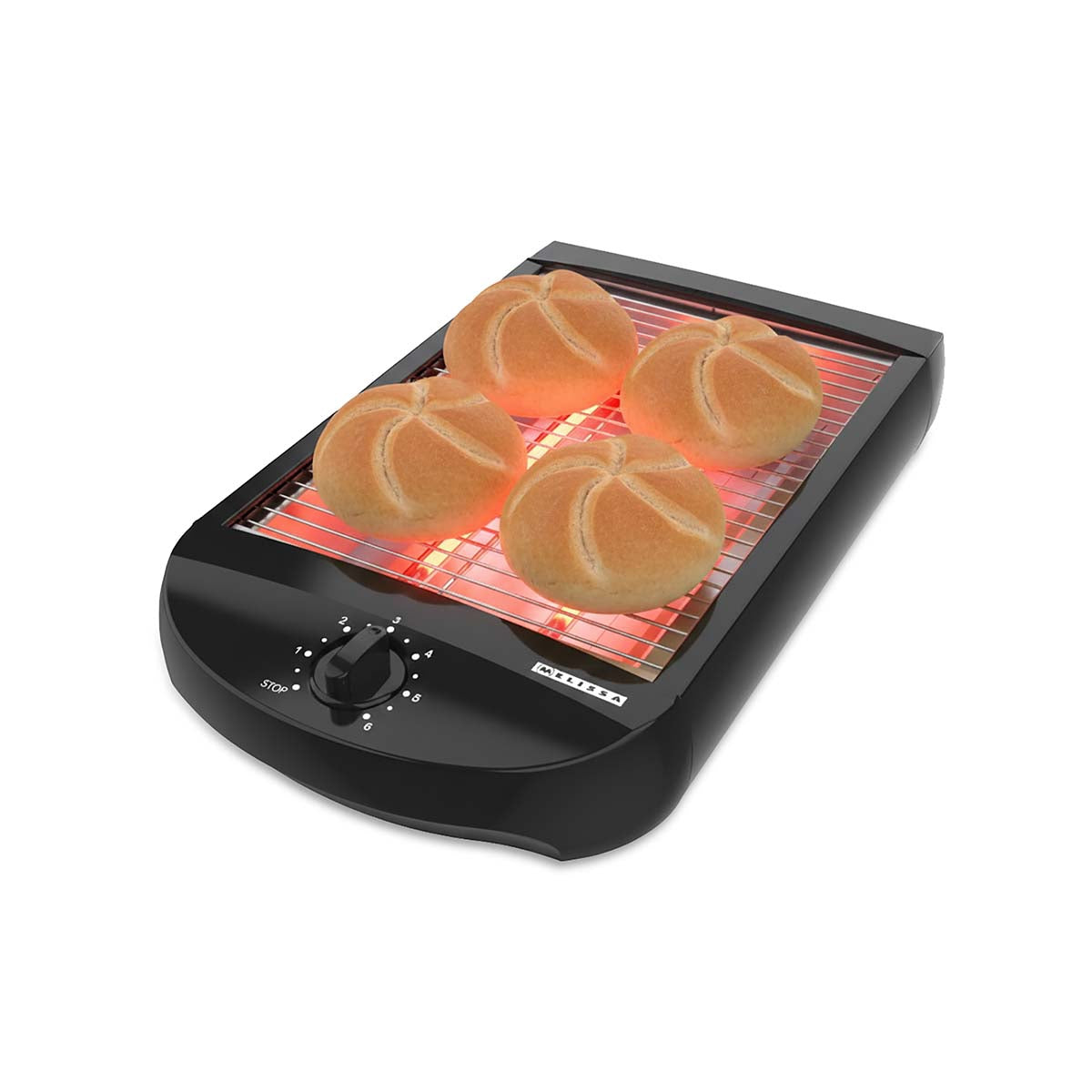 Flat Toaster, 600W, Timer, Removable Crumb Tray, Black
