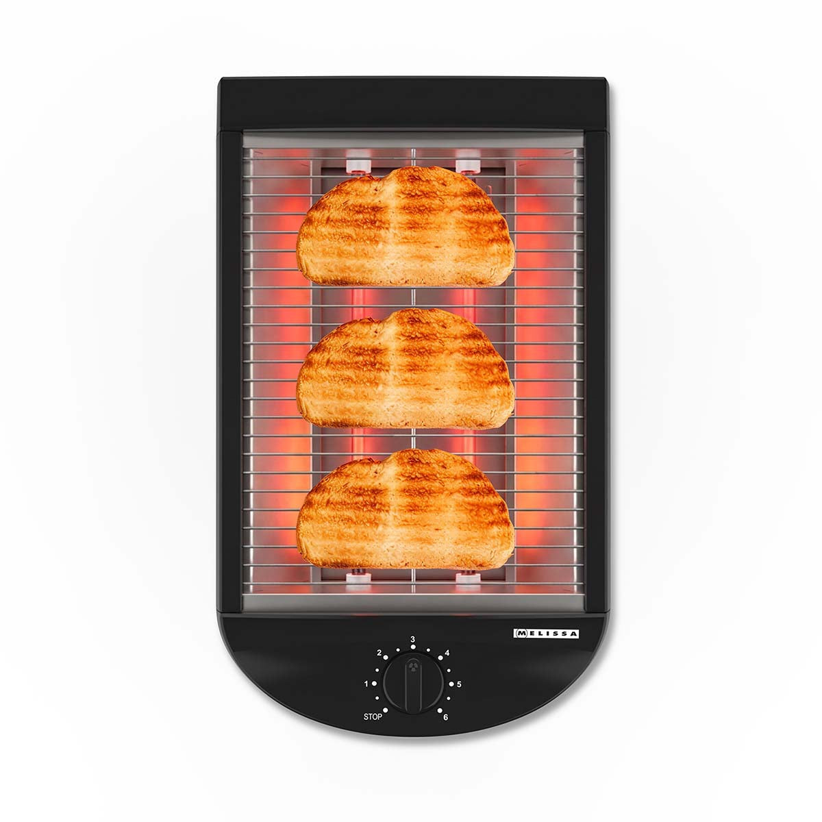 Flat Toaster, 600W, Timer, Removable Crumb Tray, Black