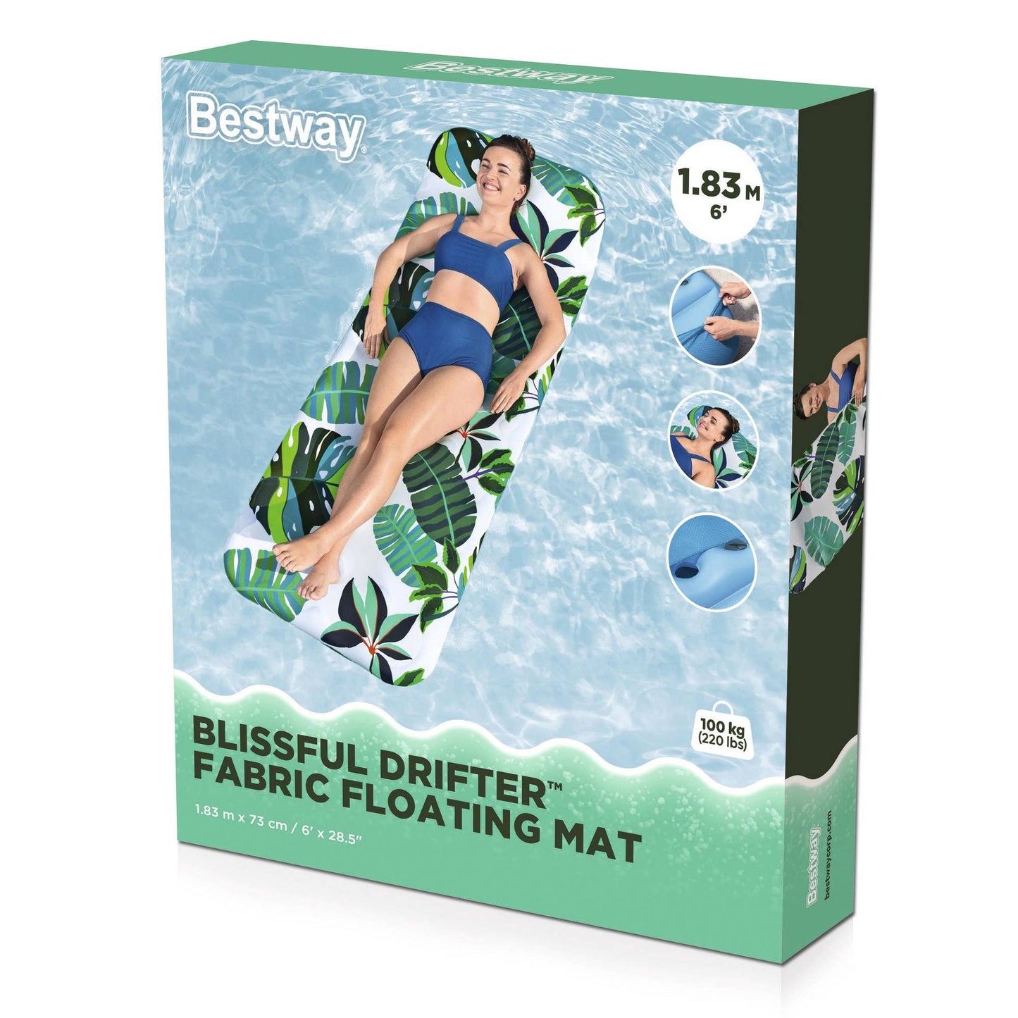 Floating Mat with Pillow Cushion, UV Protection, 1.83m x 73cm