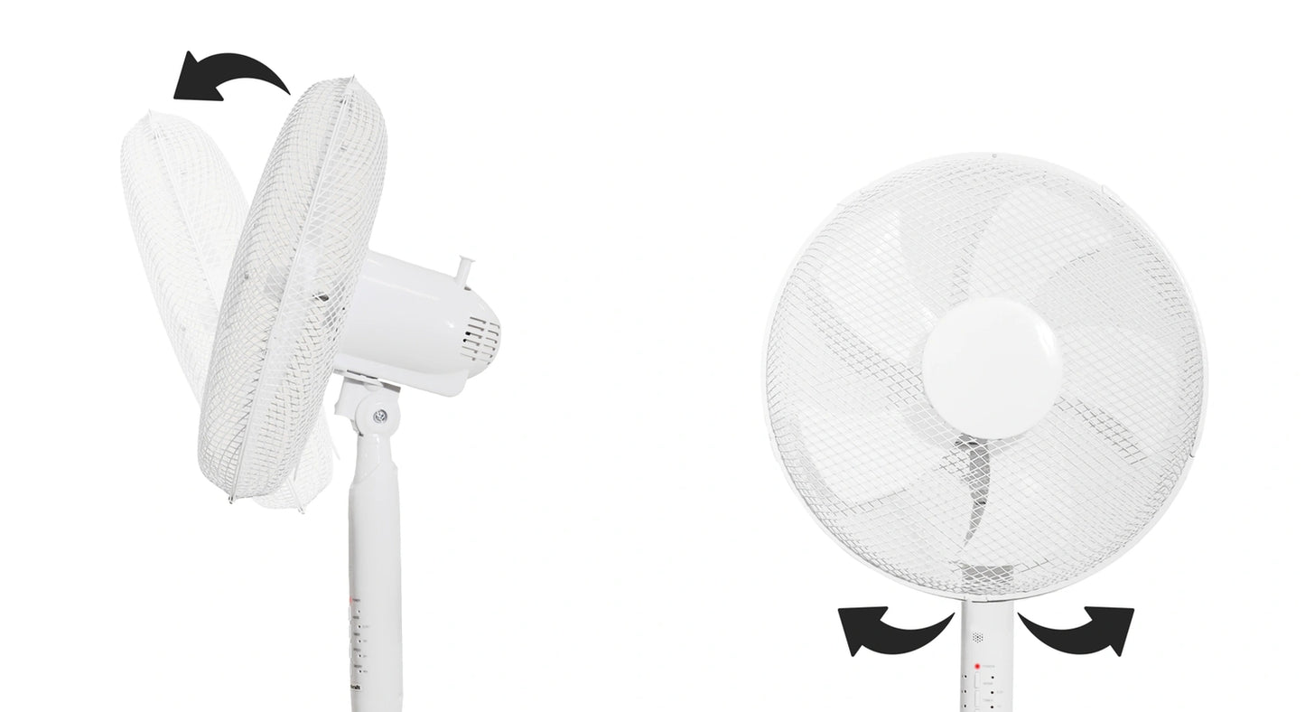 Floor Fan Standing Fan 45W – 3 Modes, 5 Blades, Timer, Remote Control