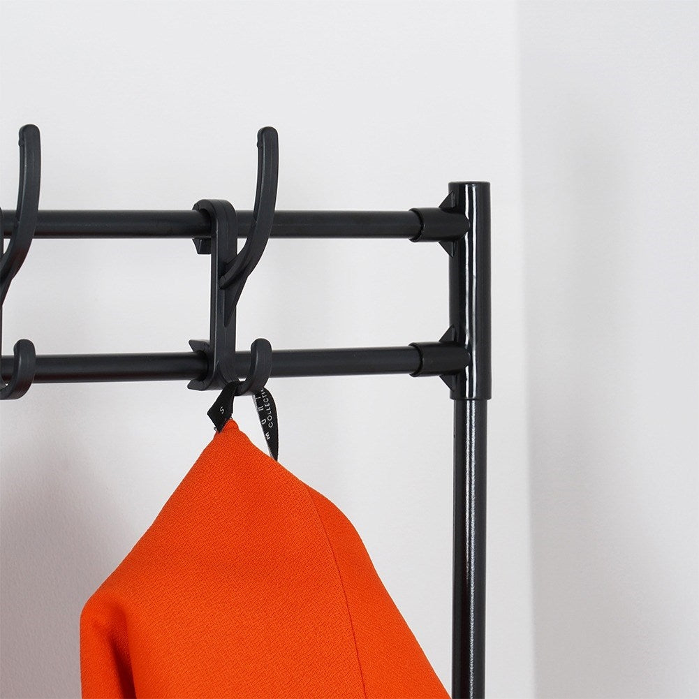 Floor Hanger with Shoe Shelves and Hooks for Home and Office