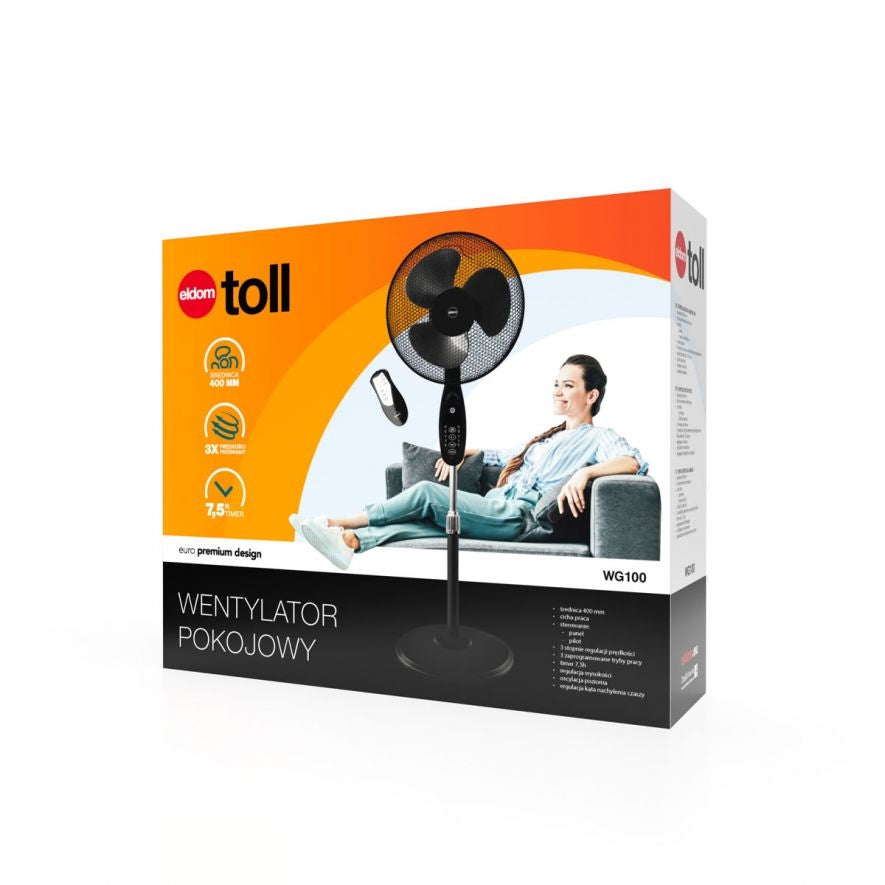 Floor fan with remote control, time adjustment 45W
