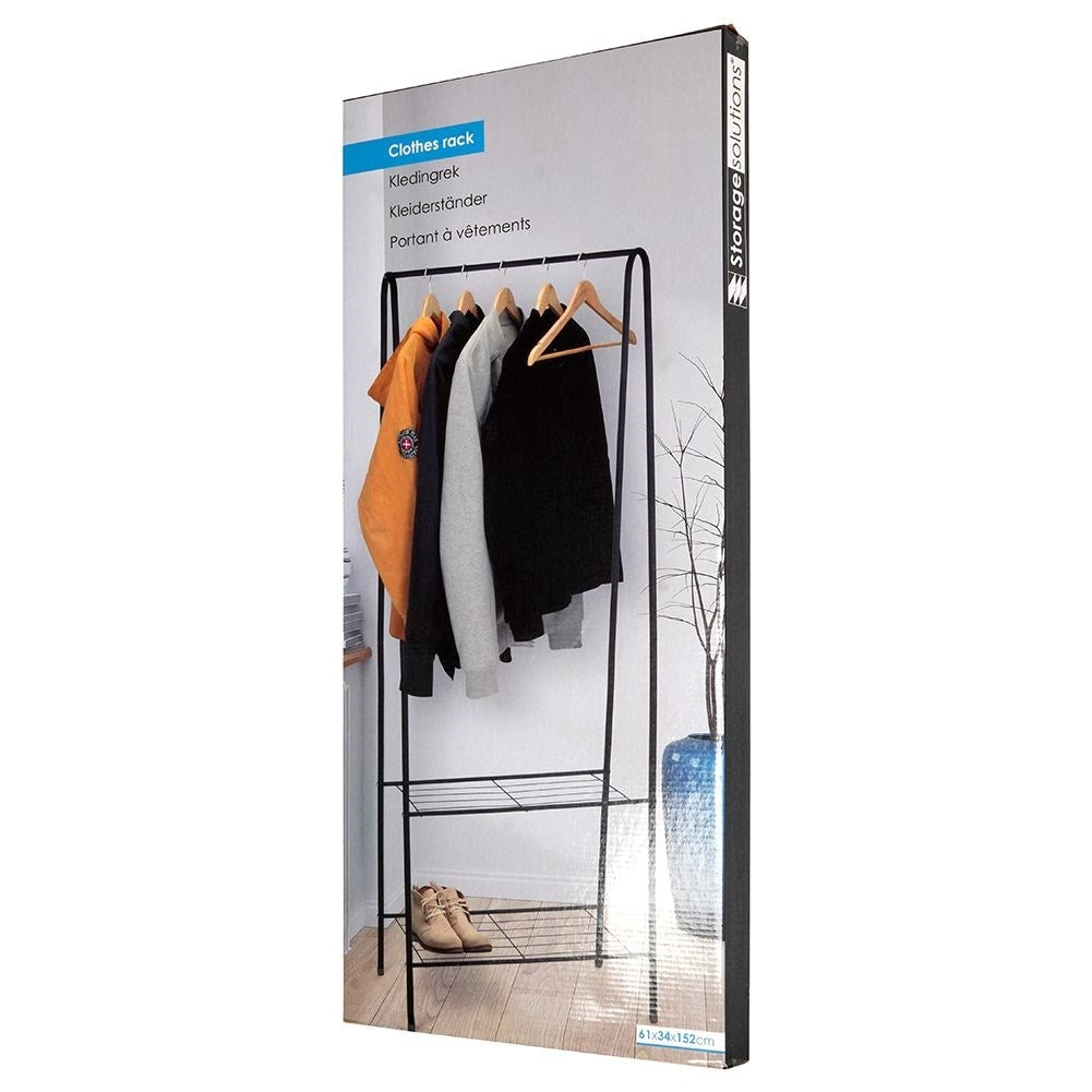 Floor hanger for clothes with metal shelves