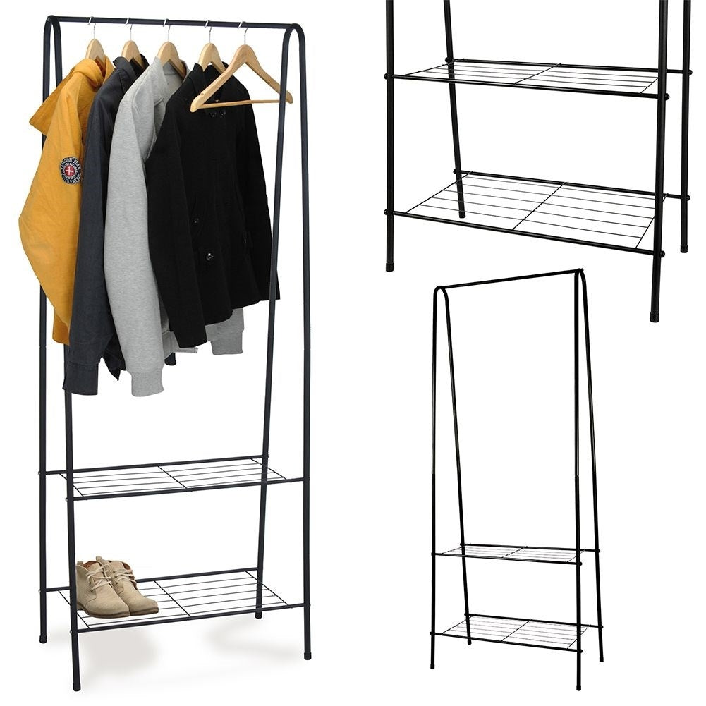 Floor hanger for clothes with metal shelves