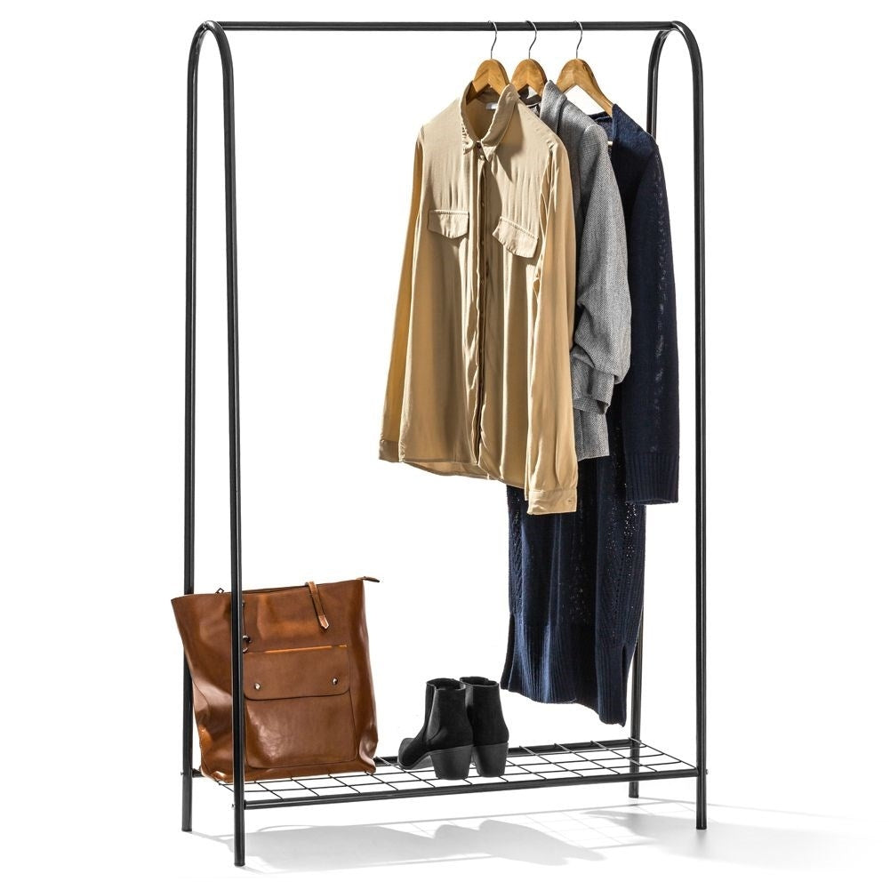 Floor hanger with shoe shelf in robust metal