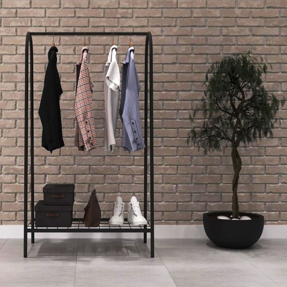Floor hanger with shoe shelf in robust metal
