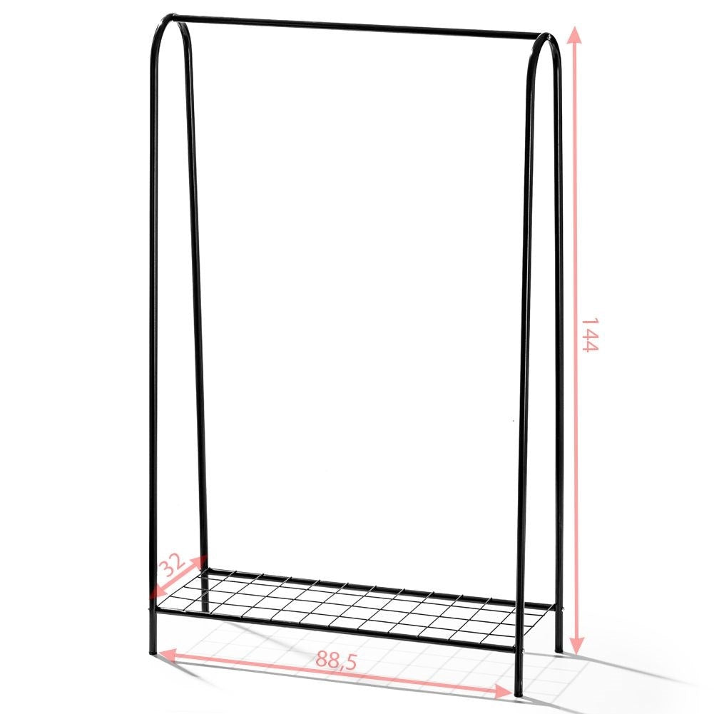 Floor hanger with shoe shelf in robust metal