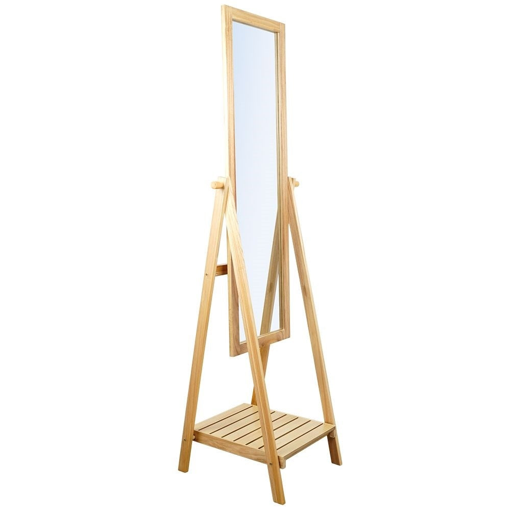 Floor mirror with MDF frame and shelf for accessories