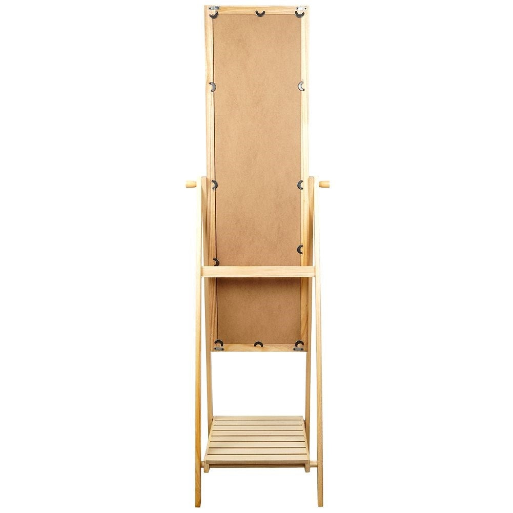 Floor mirror with MDF frame and shelf for accessories