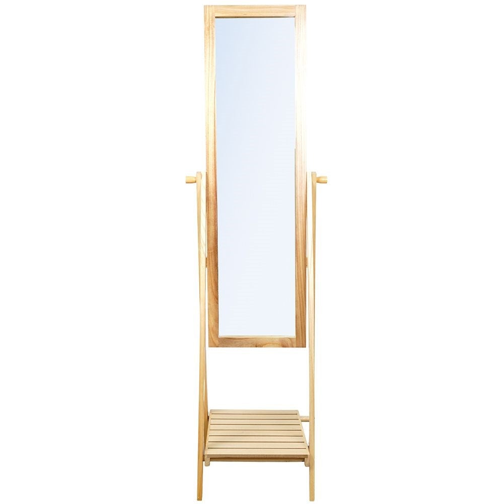 Floor mirror with MDF frame and shelf for accessories