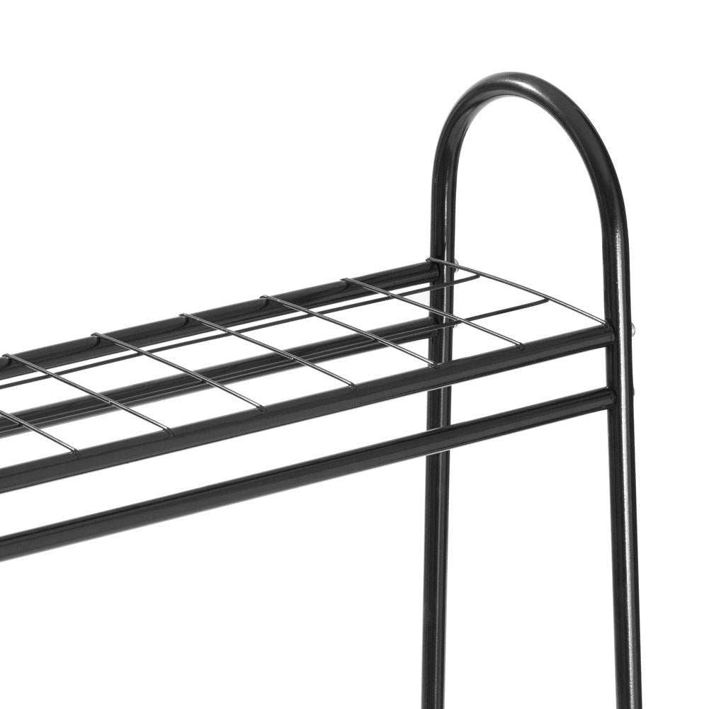 Floor-standing clothes hanger with shelves