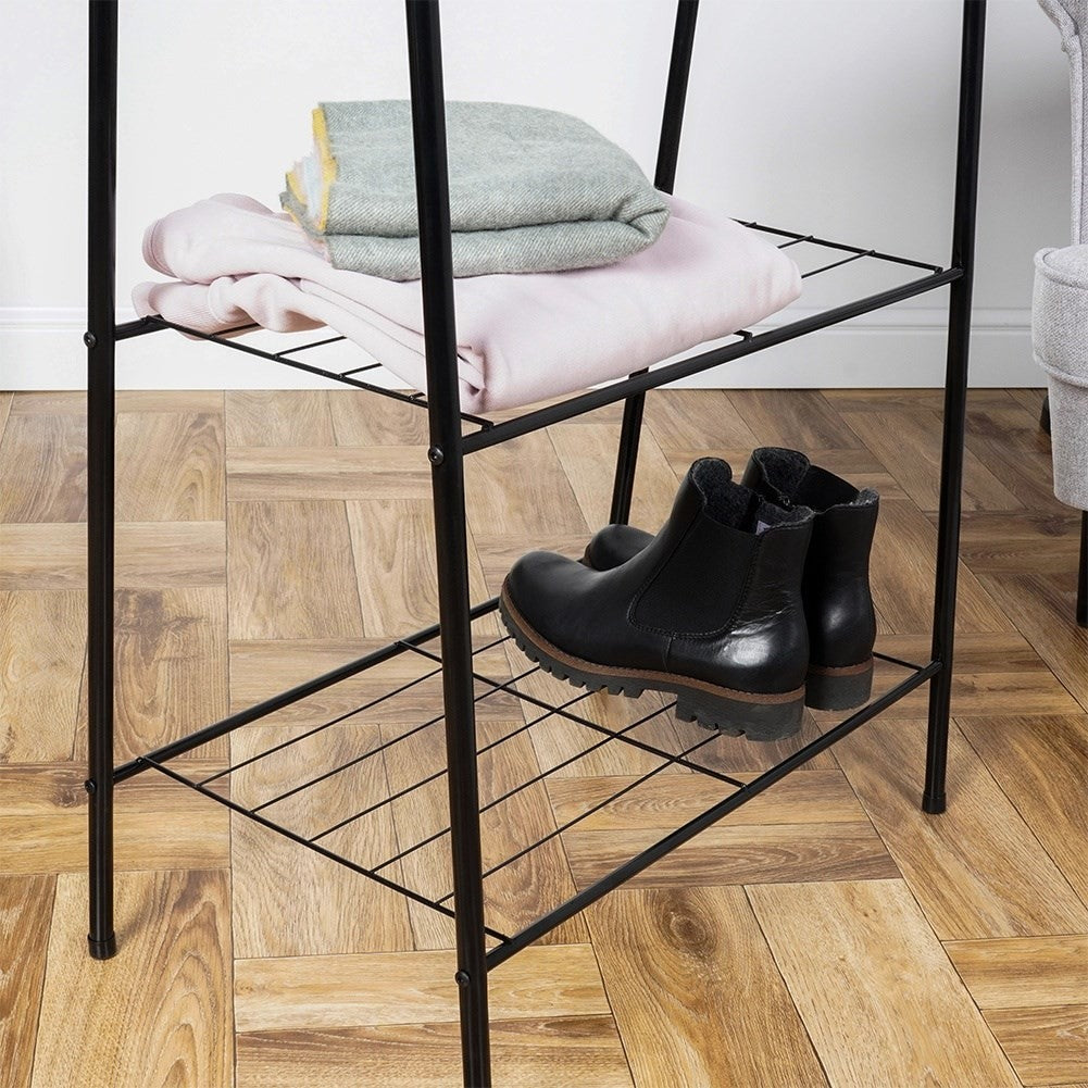 Floor-standing clothes hanger with shelves for home and office