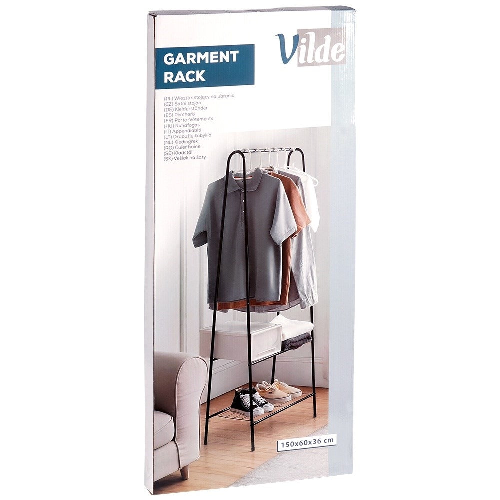 Floor-standing clothes hanger with shelves for home and office