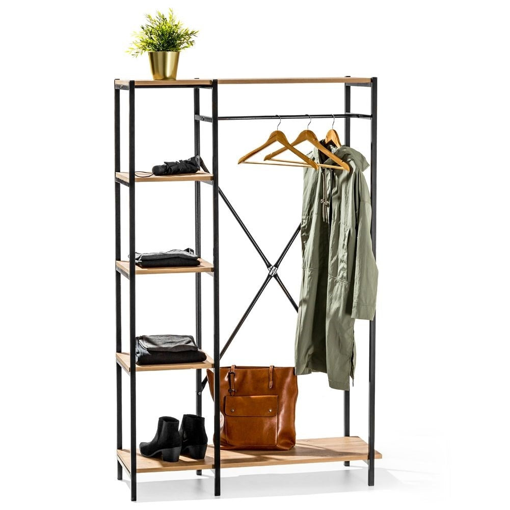 Floor system for clothes with shelves in industrial style