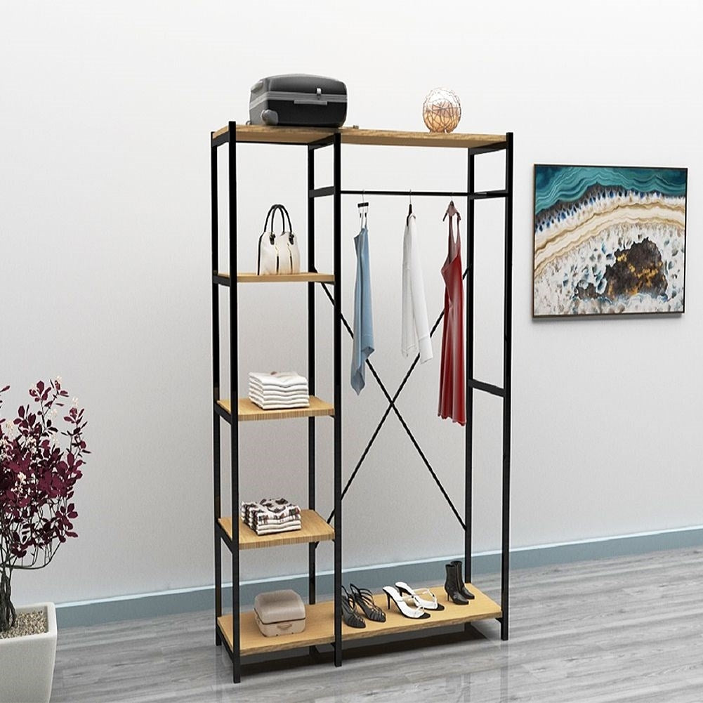 Floor system for clothes with shelves in industrial style
