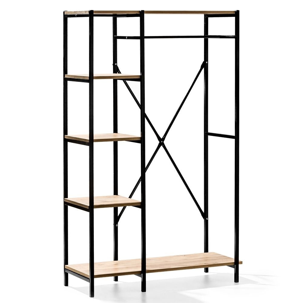 Floor system for clothes with shelves in industrial style