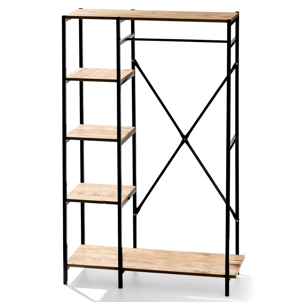 Floor system for clothes with shelves in industrial style