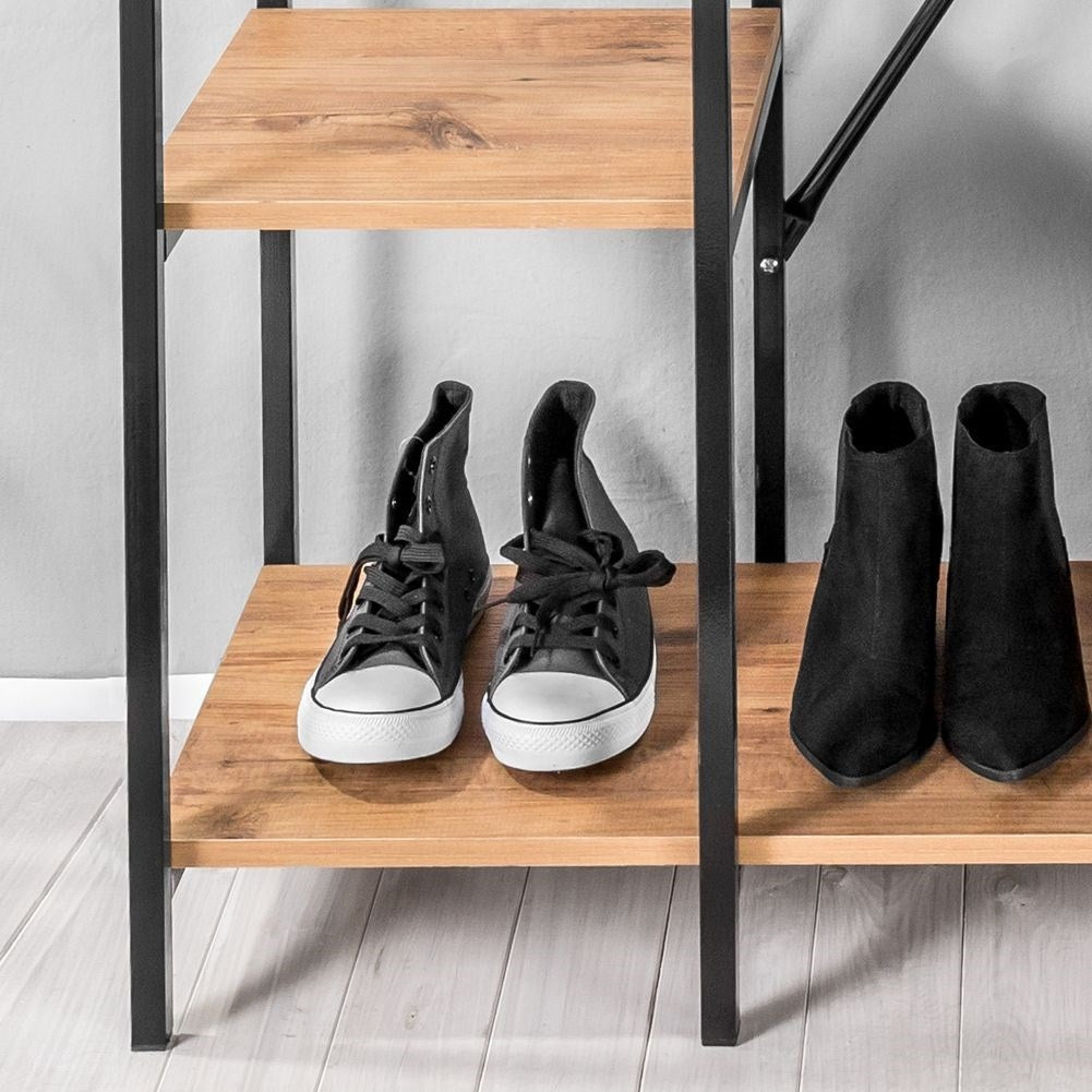 Floor system for clothes with shelves in industrial style