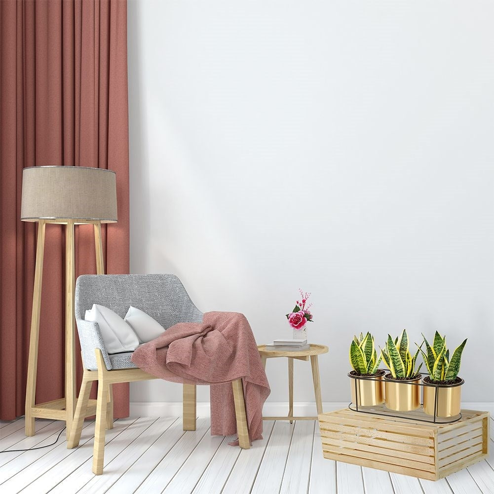Flower Stand in Black Metal with Three Golden Pot Covers