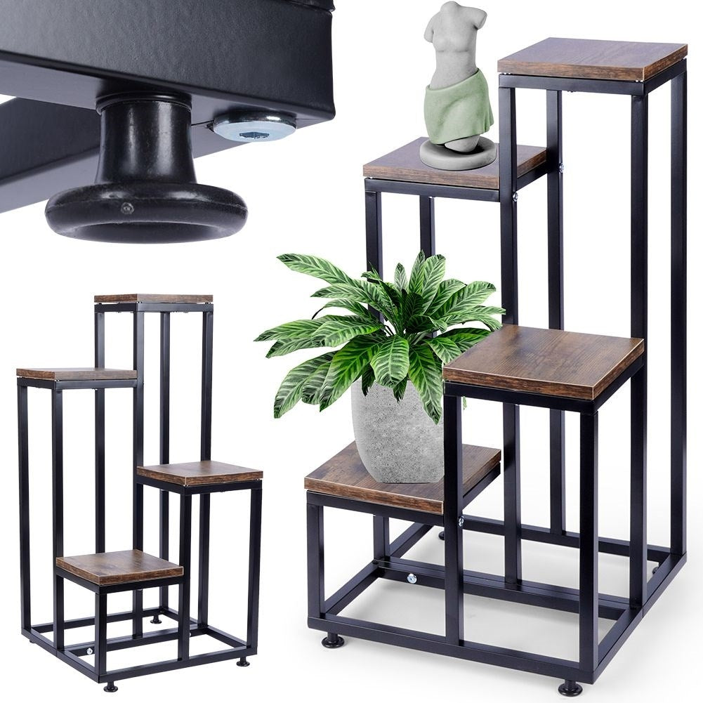 Flower arrangement in metal with four levels for plants and decoration