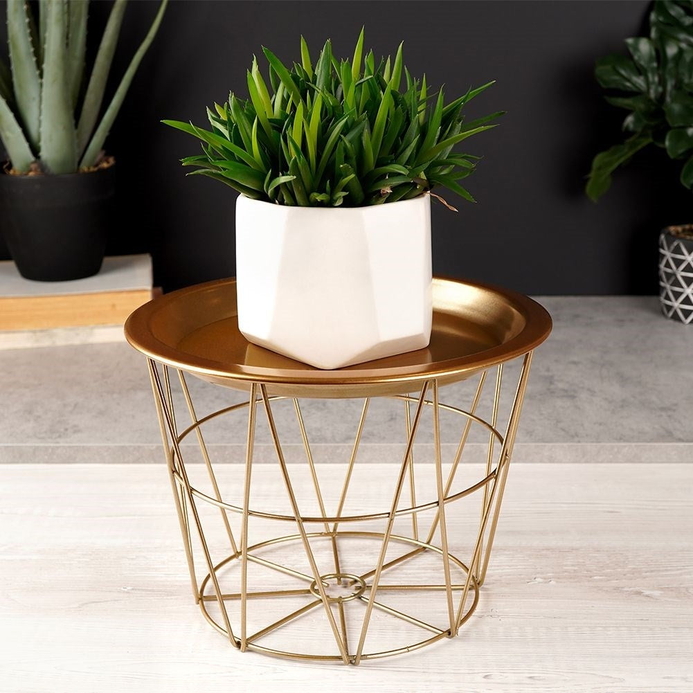 Flower pot in basket shape, removable tray, gold, glamor style