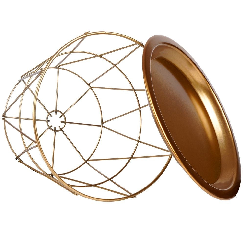 Flower pot in basket shape, removable tray, gold, glamor style