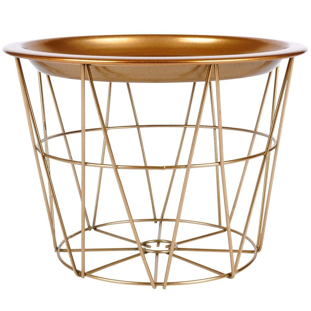 Flower pot in basket shape, removable tray, gold, glamor style