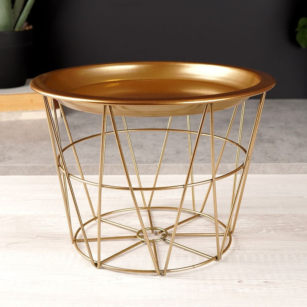 Flower pot in basket shape, removable tray, gold, glamor style