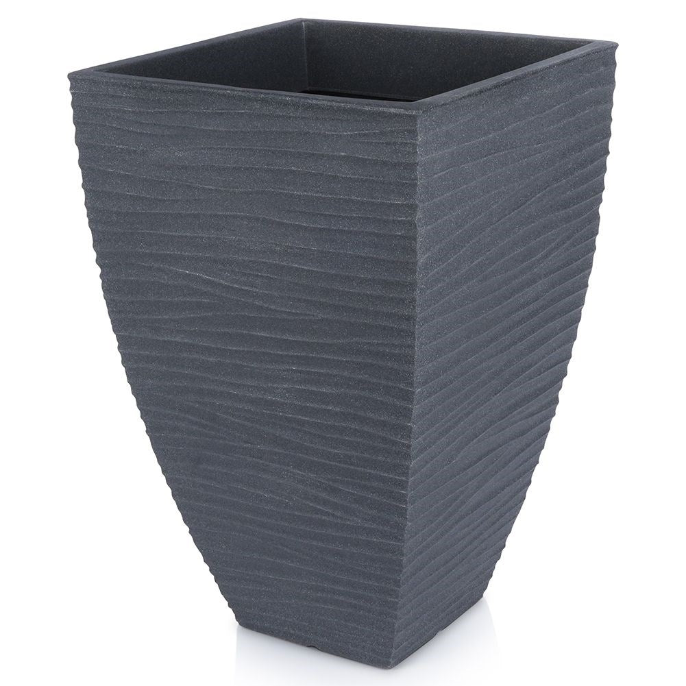 Flowerpot in stone imitation, graphite color, weatherproof, decorative
