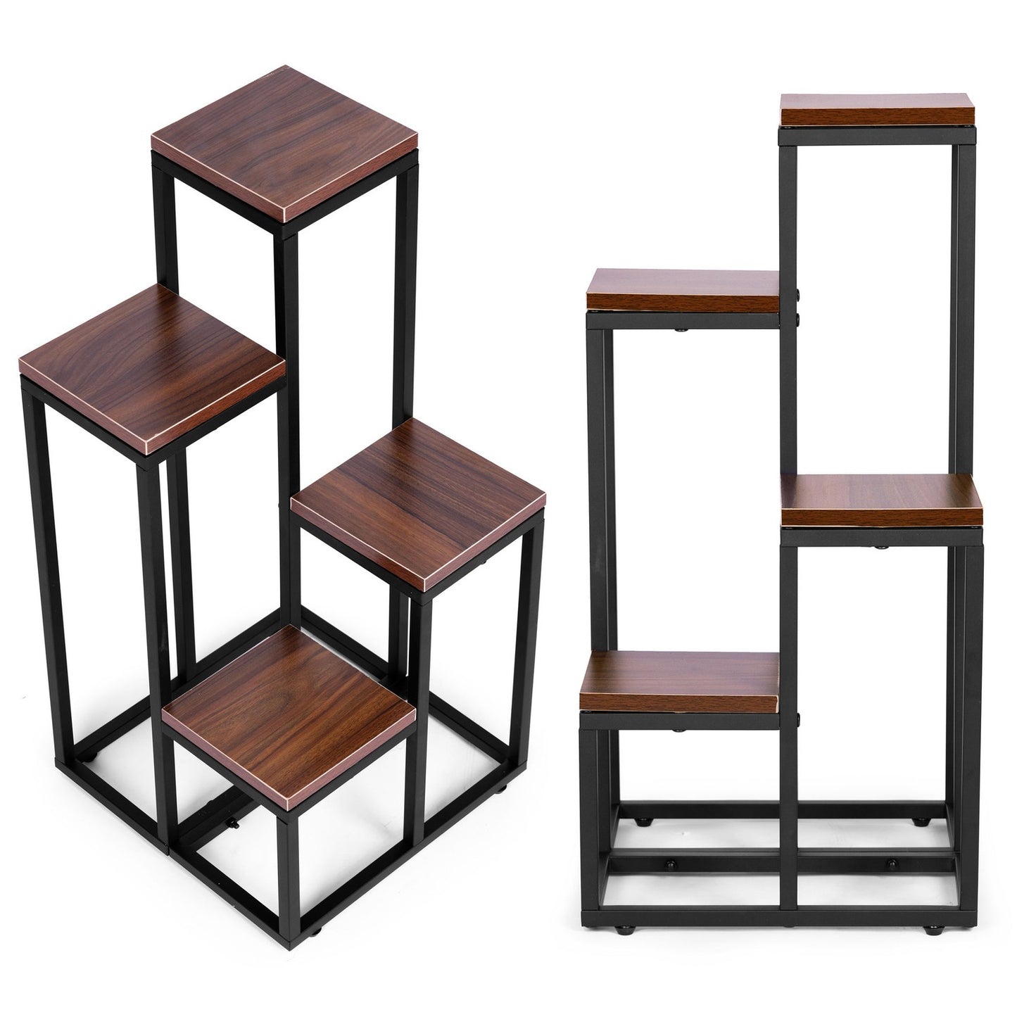 Flower stand, flower shelf, decorations, 4 shelves, metal MDF, dark walnut ModernHome